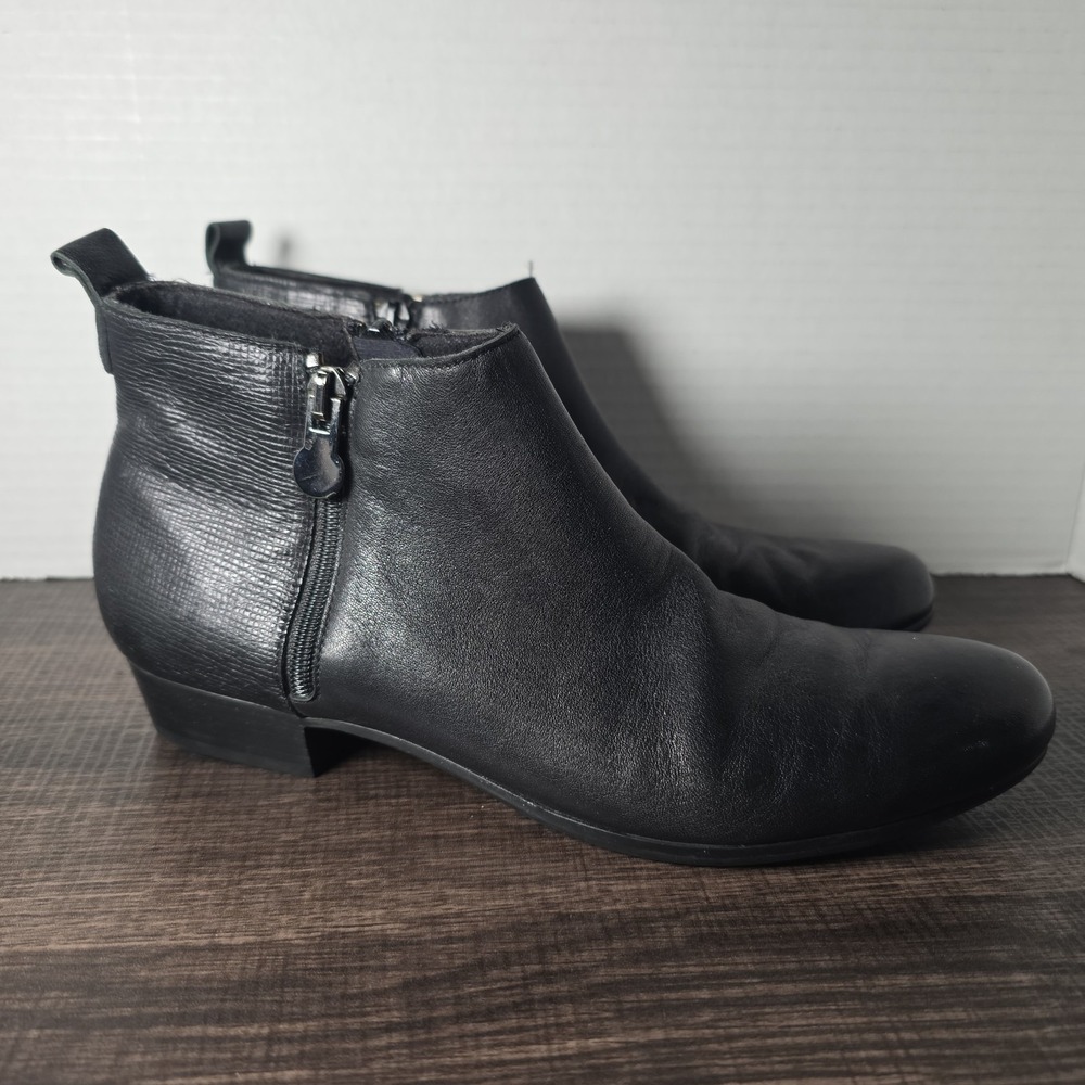 Munro Boots Womens 7.5 M Lexi Black Leather Double Zip Booties